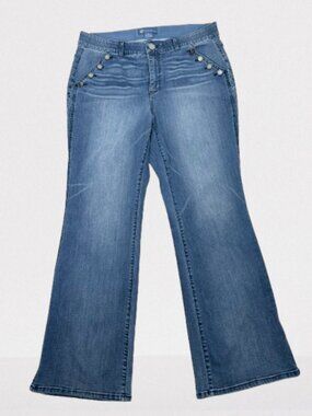 Democracy Ab Solution Womens Boot Cut Mid Wash Stretch Jeans Size 18W